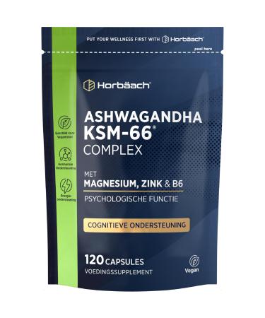 Ashwagandha KSM66 Magnesium Zinc & B6 Complex 120 Vegan Capsules 1000mg Ashwagandha Extract High Strength from Horbaach