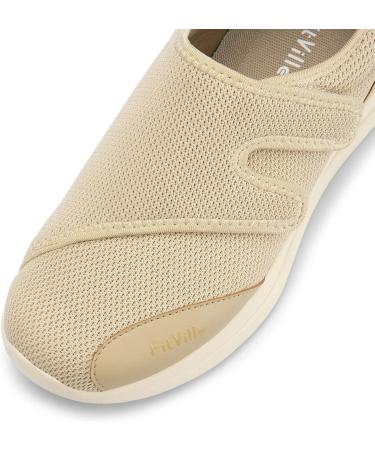 FitVille Women's Diabetic Shoes 6.5 X-Wide Khaki | Orthopedic Walking Shoes with Adjustable Closure for Swollen Feet - Buy Online on GoSupps.com