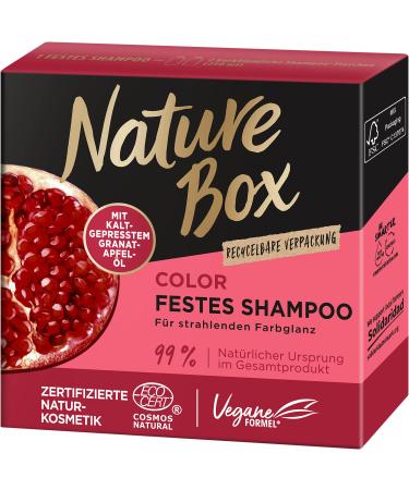 Nature Box Nature Box Color Solid Shampoo (85g) for dyed highlighted and dyed hair with pomegranate oil for long-lasting color protection recyclable packaging