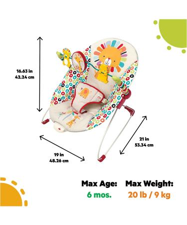 Bright Starts Playful Pinwheels Portable Baby Bouncer with Vibrating Seat and Toy Bar - 19.8x13.1x3.4 Inch - Ages 0-6 Months - Buy Online on GoSupps.com