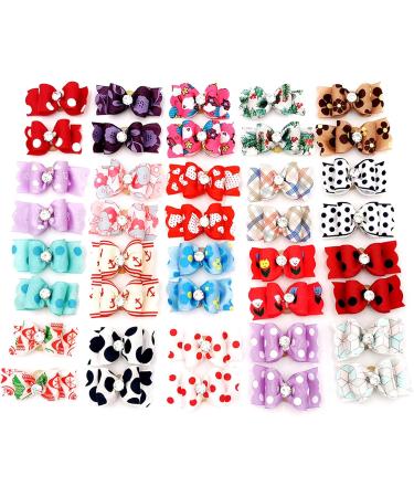JpGdn 50Pairs/100Pcs Dog Hair Bows with Rubber Bands Cats Doggy Topknot Bow Ties Hair Grooming Accessories for Small Medium Long Hair Puppy Kitten 100pcs color random - Buy Online on GoSupps.com