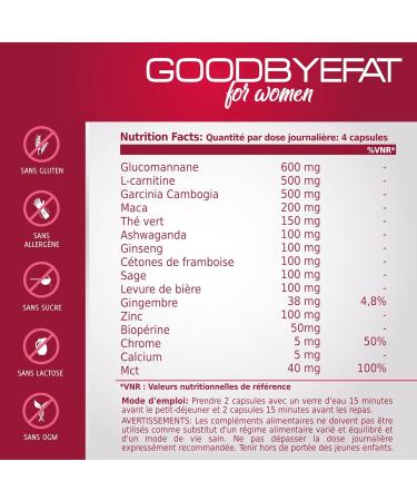 GOODBYE FAT FOR WOMEN | Powerful Slimming for Women | Fat Burner Appetite Reducer & Metabolism Booster | Redefine Your Figure by Eliminating Fat & Kilos | 60U. - Buy Online on GoSupps.com