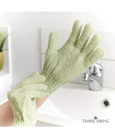 Exfoliating Bamboo Shower Gloves - Eco-Friendly Bath Mitts for Ingrown Hair and Dead Skin - Sage Green - Buy Online on GoSupps.com