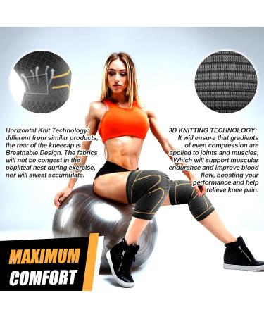 NEENCA Knee Compression Sleeve - Support for Knee Pain, Running, Arthritis - Medium 2 Pack - Buy Online on GoSupps.com