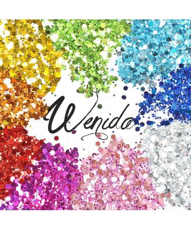 9 Colors Body Glitter Set - Holographic Cosmetic Festival Makeup for Nail, Hair, Eye, and Face - 190g Chunky Powder - 9 Bottle Variety Pack - Buy Online on GoSupps.com