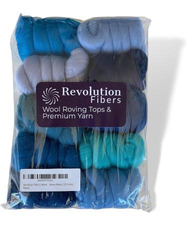 Revolution Fibers Mixed Merino Wool Variety Pack - Wool Roving for Spinning, Needle Felting, Wet Felting, Weaving & Crafting (Woolly Waves - Blues) 250g - Buy Online on GoSupps.com