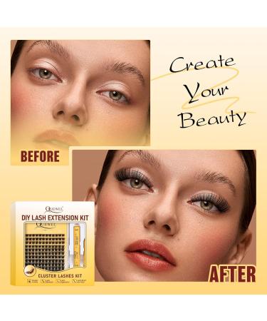 QUEWEL DIY Lash Extension Kit - Waterproof Lashes Clusters Applicator Tool Glue Remover for Natural Look at Home - Buy Online on GoSupps.com