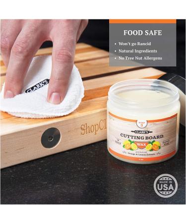 CLARKs Cutting Board Oil and Wax Kit - Mineral Oil (12oz) and Carnauba Beeswax (6oz) Set for Wood Care - Orange-Lemon Enriched - Buy Online on GoSupps.com