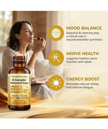 NATURESECRETS B-Complex Methylated Drops B12 B6 B1 Sublingual Vitamin B Complex Energy & Nervous System Support Raspberry Flavor 4 fl oz 4 Fl Oz (Pack of 1) 1 - Buy Online on GoSupps.com