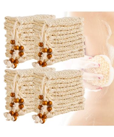NICEMOVIC 50 Pack Soap Bags Mesh Exfoliating Natural Sisal Fiber Soap Pouch Soap Saver Bags with Drawstring for Bath Massaging and Shower Use