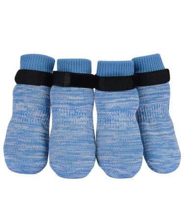 Petloft anti-slip dog socks 4 pieces indoor slide-resistant dog socks with adjustable removable fastening tape for small medium-sized dogs cats puppies older pets (XL light blue paw) light blue paw xl