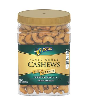 PLANTERS Fancy Whole Cashews with Sea Salt, 33 oz. Resealable Jar - Snack for Adults Made with Simple Ingredients - Good Source of Essential Nutrients - Kosher