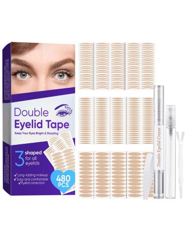 Eyelid Tape  Invisible and Waterproof Eyelid Lifter Strips  3 Different Shapes Eyelid Tape  Perfect Makeup Set for Droopy  Uneven and Hooded Eyes  with Fork Rods and Tweezers