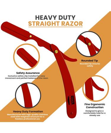 Utopia Care Professional Barber Razor - Stainless Steel Straight Edge with 100 Derby Blades (Red) - Buy Online on GoSupps.com