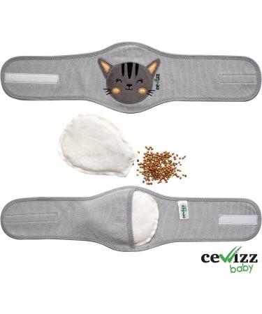 CEVVIZZ Baby Gas Relief Belly Band - Microwavable Thermal Waistband with Natural Cherry Pits for Gas Pains - Beautiful Gift Box - Grey - Buy Online on GoSupps.com