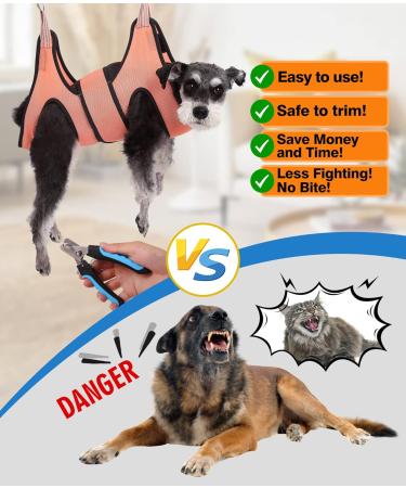 Kkiimatt Dog Pet Grooming Hammock Dog Hanging Harness for Nail Clipping Dog Nail Trimming Cutting Hammock Dog Grooming Sling Holder for Dogs with Wide Strap Sewed (Max 30LB / Small Orange) - Buy Online on GoSupps.com