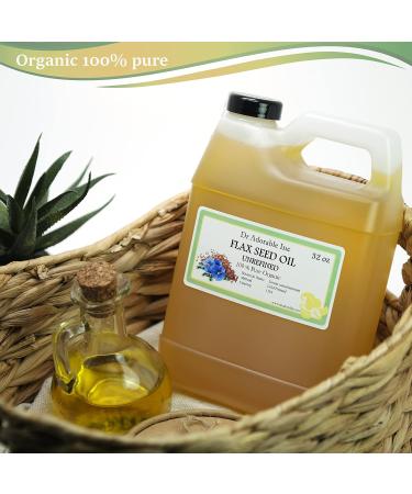Buy Dr Adorable 32 oz Flax Seed Oil - Unrefined 100% Pure & Organic Cold Pressed - Fast International Shipping - Buy Online on GoSupps.com