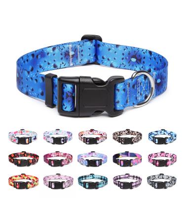 Suredoo dog collar adjustable soft & comfort nylon dog collar for small medium large dog puppies (m ocean) m (neck circumference 33-55 cm width 2 cm) ocean