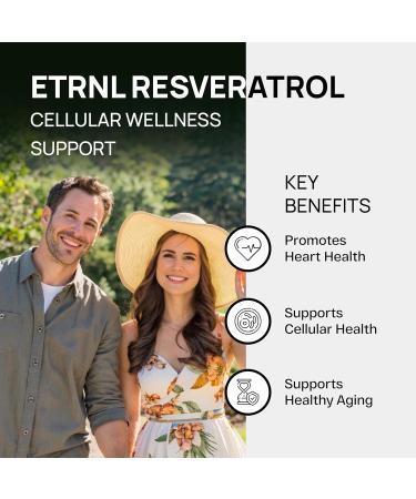 ETRNL Longevity Resveratrol 600mg - 60 Capsules - Premium Japanese Knotweed Extract with Natural Polyphenols - Daily Antioxidant Supplement - Vegan Non-GMO Gluten-Free - Made in USA - Buy Online on GoSupps.com