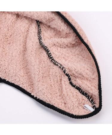 Fast-Drying Bathroom Shower Turban for Adults - Soft Microfiber Hair Dryer Towel with Button - Coral Fleece Elastic Head Towel for Women & Girls - Pink - Buy Online on GoSupps.com