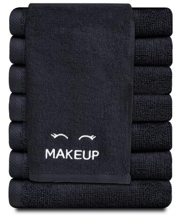 12 Pack Bleach Safe Black Makeup Towels | Luxury Ultra Soft Cotton Face Washcloths Make up Removal