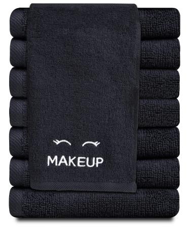12 Pack Bleach Safe Black Makeup Towels | Luxury Ultra Soft Cotton Face Washcloths Make up Removal - Buy Online on GoSupps.com