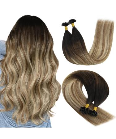 Youngsee Extensions real hair bondage 40cm bonding extensions real hair balayage brown blond keratin u tips real hair extensions bonding u tip hair extensions real hair 50g 1g/s #2/6/24 40 cm-u tip 1-2- #2/6/24