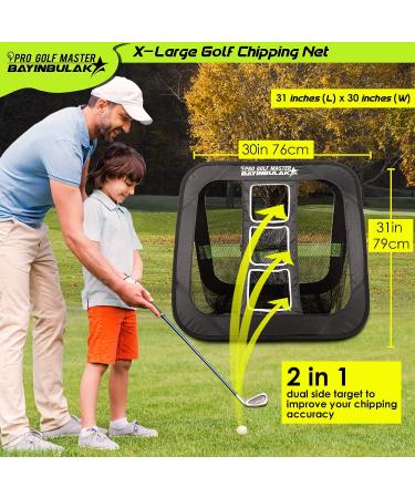 BAYINBULAK 2 in 1 Golf Chipping Practice Net - Backyard Driving Golf Accessory for Men - 2.5' x 2.5' - Black | Gift Idea - Buy Online on GoSupps.com