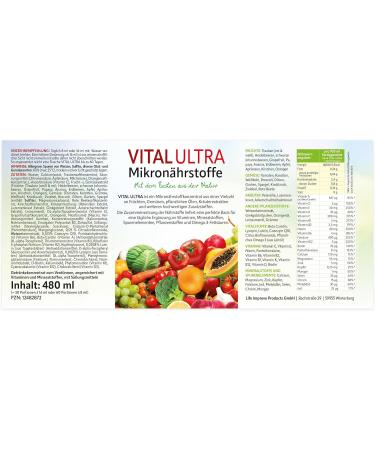 Vital Ultra 480ml - Micronutrient Concentrate with Vitamins Minerals Omega-3 & Plant Extracts | 60 Portions of Liquid Nutrition | Shop Internationally - Buy Online on GoSupps.com