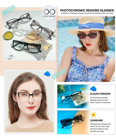 OCCI CHIARI Blue Light Blocking Photochromic Reading Glasses - 1.5x Large Sunglasses Readers (1.0-4.0) - Stylish & Comfortable Black/Clean Design for Eye Protection - Buy Online on GoSupps.com