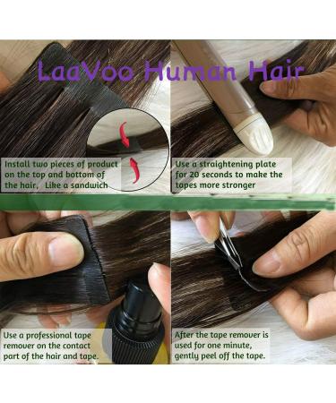 LAAVOO Real Hair Tape Extensions - Balayage Blonde #8/59 30cm 20PCS Remy Double-Sided Invisible Light Brown Ombre - Shop Internationally - Buy Online on GoSupps.com