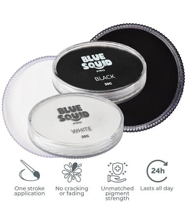 Buy Blue Squid Pro Schminke Face Paint & Bodypaint - 30g Professional Water-Based Makeup for Adults & Kids - Ideal for Carnival SFX Facial & Body Art (Classic Black & White) - Buy Online on GoSupps.com