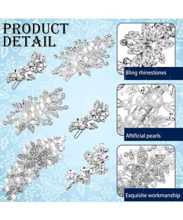 Elegant 6-Piece Rhinestone Bridal Hair Clip Set - Wedding Hairpins with Faux Diamond, Crystal, and Pearl - Metal Hair Accessories for Women and Girls - Buy Online on GoSupps.com