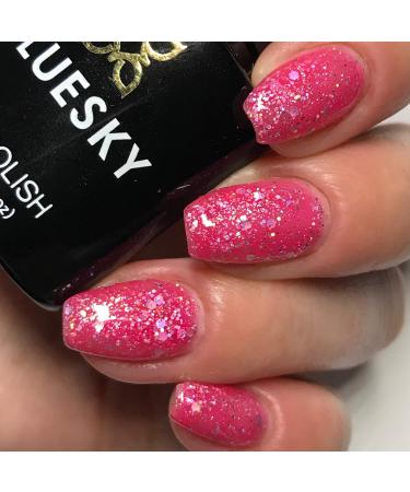 Bluesky Pink Chunky Glitter DADDY'S GIRL - BLZ46 - UV/LED Soak Off Gel Nail Polish 10ml + 2 Diva World Shine Wipes for FREE - Buy Online on GoSupps.com