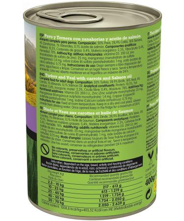 ARQUIVET Pack 6 units - Adult - Turkey and veal with carrots and salmon oil - 400 g - Wet food for dogs - For adult dogs All Breeds - Buy Online on GoSupps.com