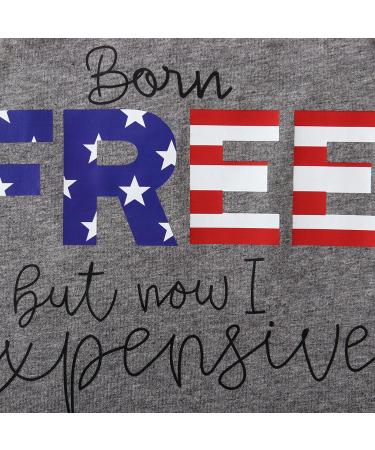 Binmer Toddler Baby Girl 4th of July Outfit Set with Sleeveless Funny Print Top, American Flag Shorts, and Hairband | Gray 12-18 Months - Buy Online on GoSupps.com