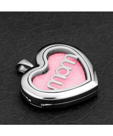 Mom Heart Love Essential Oil Diffuser Necklace | Aromatherapy Locket Pendant with Refill Pads | Stainless Steel - Buy Online on GoSupps.com