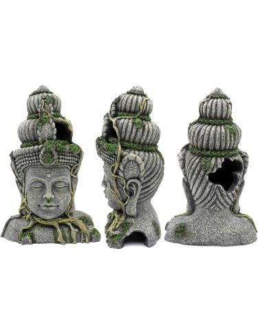 Large Muyirted Buddha Aquarium Decoration Cave | Green Moss Plant Covered Stone Ornament for Aquariums - 27 - Buy Online on GoSupps.com