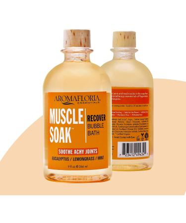 Aromafloria Muscle Soak Recover Bubble Bath - Eucalyptus, Peppermint & Lemongrass Oil - 9 oz Bottle | Joint & Muscle Pain Relief, Foaming Bath Bubbles for Men & Women - Buy Online on GoSupps.com