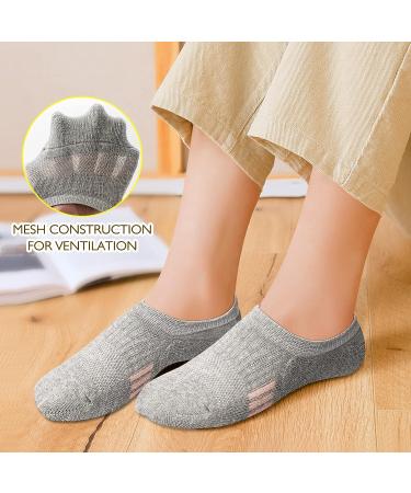 Amutost Women's Athletic No Show Socks 5-6 Pairs 8-10 Grey White Black - Cushioned Ankle Footies Low Cut Socks - Buy Online on GoSupps.com