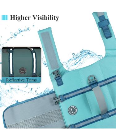 Vivaglory Ripstop Dog Rescue Vest - Improved Buoyancy & Visibility for Small/Medium Dogs Perfect for Boating - Cyan XXS (28-35cm Chest) - Buy Online on GoSupps.com