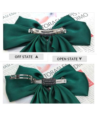 Satin Hair Barrettes Clip for Women - 4 PCS Large Bow Hair Slides in Pink Green Yellow Champagne - French Barrette with Long Tail - Soft Plain Color Bowknot Hairpin for 90's Style Accessories - Buy Online on GoSupps.com
