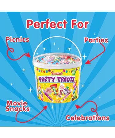 Swizzels Party Treats Extra Large Sweets Tub - A Large Assortment of Delicious and Fruity Sweets & Lollies Perfect for Parties - Bulk Sweets Tub 4kg - Buy Online on GoSupps.com