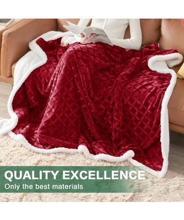 Red Sherpa Christmas Throw Blanket - Cozy Fluffy Reversible Flannel Fleece - 50x60 inches - Perfect for Couch, Sofa, Bed - Warm & Plush - Buy Online on GoSupps.com