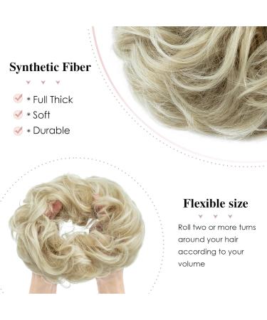 MY-LADY Messy Hair Bun Extension Scrunchie | Wavy Curly Ponytail Chignon Hairpiece | 55g Ash Blonde/Bleach Blonde Mix - Buy Online on GoSupps.com