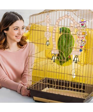Vegan 9-Piece Bird Toys Set - Wooden Ladder with Landing Site for Budgies Parrots and Cockatoos - Colorful Cage Accessories - Buy Online on GoSupps.com