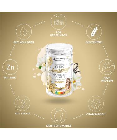 Ironmaxx Meal Replacement + Collagen X - Vanilla Ice Cream | High Protein Gluten-Free | 550g | Collaborated with Mariia Arsentyeva | Boost Your Nutrition - Buy Online on GoSupps.com