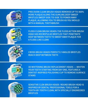 Oral b Barun Electric Toothbrush Replacement Brush Heads - Dupont Bristles with Precision Floss Cross 3D Clean - Compatible with Oral-B 7000/Pro 1000/9600/5000/3000/8000 - Buy Online on GoSupps.com