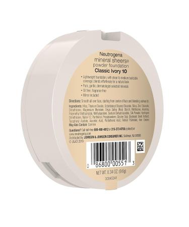 Neutrogena Mineral Sheers Compact Powder Foundation - Oil-Free, Fragrance-Free, Classic Ivory (Pack of 2) - 10.34 oz - Buy Online on GoSupps.com