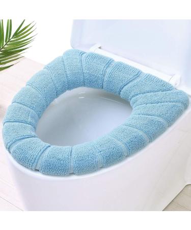 Zhi Kexin 4pcs Bathroom Soft Toilet Seat Cover Pads - Thicker, Warmer, Washable, Stretchable - Easy Installation Cushion Lid Covers in Grey, Green, Pink, Blue - Buy Online on GoSupps.com